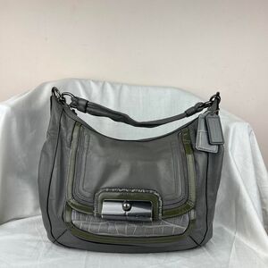 COACH 18287 KRISTIN Gray Python Croc Leather Crossbody Tote Handbag